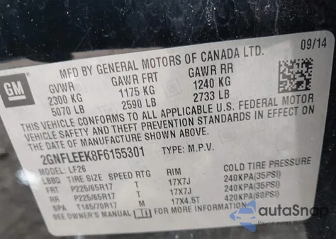 2015 Chevrolet Equinox Ls from USA, damaged, VIN 2GNFLEEK8F6155301